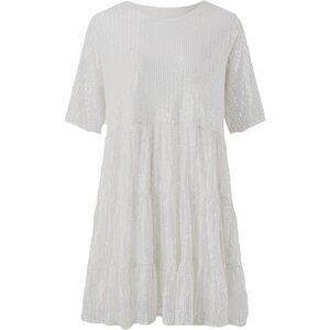 Women Sequin Dress Sparkly Giltter Short Sleeve A-Line Swing Party Wear